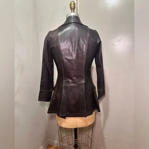 Vintage brown leather jacket - Picture 4 of 7